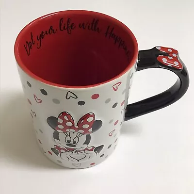 Disney Parks Minnie Mouse Coffee Mug Embossed 3D Dot Your Life With Happiness • $19.95