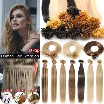 Fusion Pre Bonded U/Nail Keratin Tip Blonde Remy Human Hair Extensions 16-26Inch • $30.36