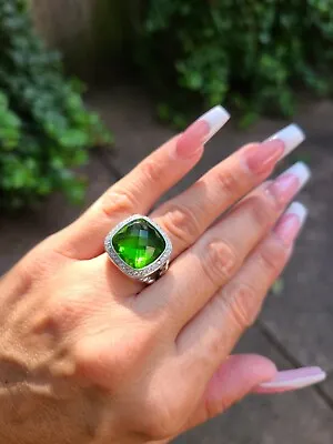 David Yurman 14mm Peridot Diamond Albion Ring Size 7.5 • $475