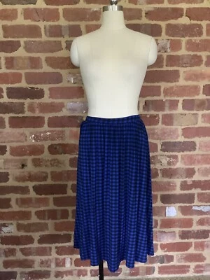 $25 • Buy Asos Curve Ladies 22 12 14 16 Midi Blue Black Check Jersey A Line Skirt Viscose 