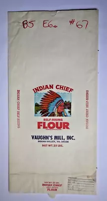 X LARGE Vintage Paper Sack Bag - INDIAN CHIEF FLOUR VAUGHN'S MILL VA 1997 • $20