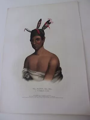 Original McKenney And Hall FOLIO Portrait Print 1838: WA-KAWN-HA-KA. Winnebago • $299.99