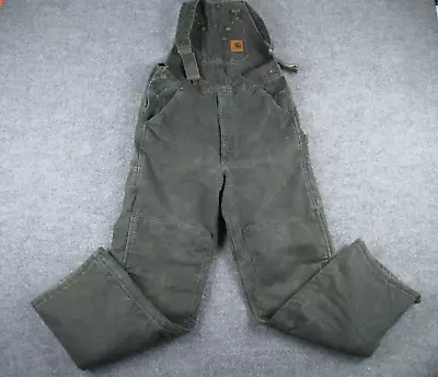 Carhartt Overalls Adult 34x34 Green R27 MOS Insulated Duck Bib Quilted Mens • $74.25