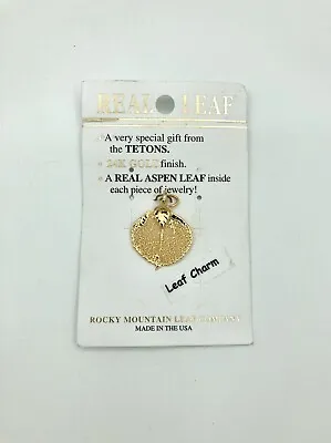 Rocky Mountain Leaf Company 24K Gold Charm - Real Aspen Leaf Tetons • £19.29