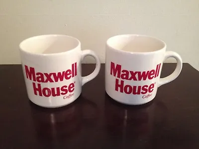 Lot Of 2 VINTAGE MAXWELL HOUSE Coffee Mugs ~ Made In England ~ White / Red Logo • $25