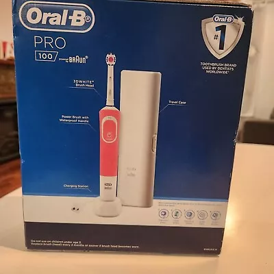 Oral B Pro 100 3D White Polish Power Toothbrush Pink WIth Travel Case FREE POST • $44.99