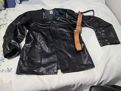 Vintage Large Black Hawkeye Rifleman Shooters Leather Jacket  Hunting Marksman • $29.99