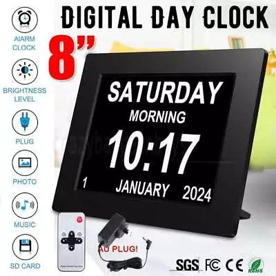 8  Day Clock Extra Large LED Dementia Digital Calendar Time Day/Week/Month/Year • $44.45