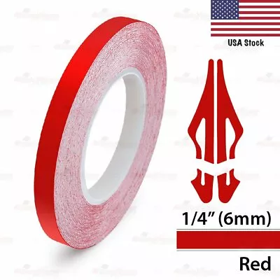 RED 6mm 1/4  Roll Pin Stripe PinStriping Solid Trim Line Tape Vinyl Car STICKER • $8.21