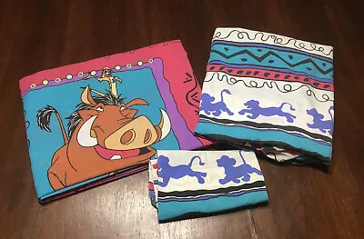 Vintage 1990’s Disney Lion King Twin Flat And Fitted Sheet Pillowcase Set • $24.99