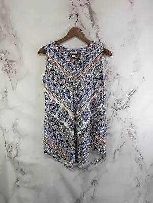 J Jill Top Womens XS Blue Tank Blouse Boho Peasant Paisley Sleeveless  • $16.83