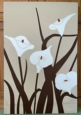 Vintage 1970s Marushka Canvas Screen Print Wall Art Calla Lily Lilies 36  X 24  • $125