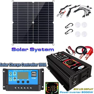 Panel 6000W Complete Power Home Grid 100A Solar 220V Kit System Solar Generator • £56.33