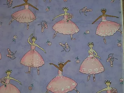 Vtg. 1999 Copyright-Fabric Traditions Cotton Fabric - Ballerinas - 2 Yds. X 44  • $35.99