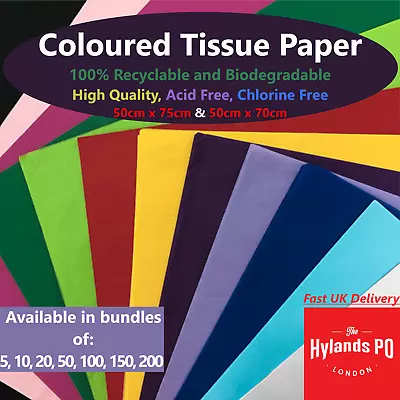 Coloured Tissue Paper - High Quality & Acid Free - For Gift Wrapping And Packing • £1.49