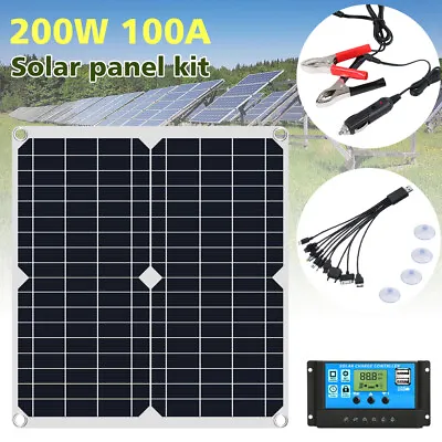 $49.58 • Buy 12V Solar Panel Kit 200W Battery Charger 20-100A Controller For Car/Boat/Van