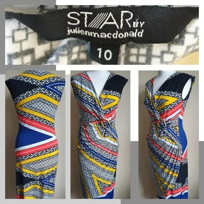 £12.50 • Buy Stunning Vibrant Multicolour Wiggle Dress UK 10 Julien Macdonald Star 🌟 VGC 