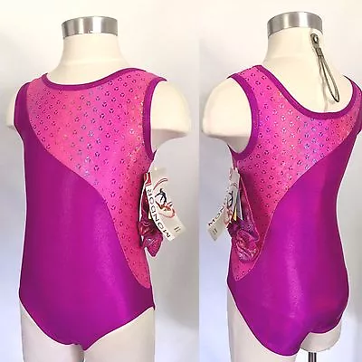 MONDOR Metallic Print Gymnastics Tank Leotard Pink Planet (PT) NWT • $37