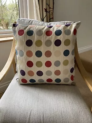 2 X M&S Cushions Cream & Multicoloured Velour Spot Design Cover Large 50cmx50cm • £22