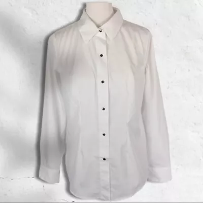 Babette Button Down Shirt White Small Long Sleeeve • $54.95