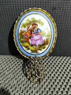 Vintage LIMONGES FRAGONARD Porcelain Purse Mirror  • $14.99