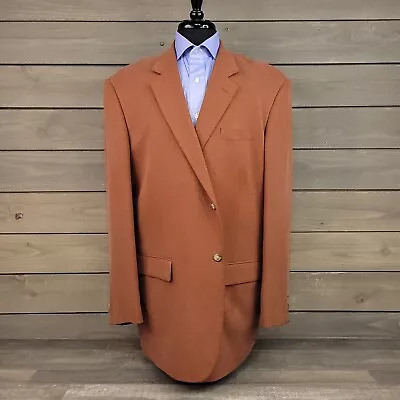 TravelSmith Blazer Mens 46L Orange Silk Sport Coat 2 Button Jacket Casual • $38.95