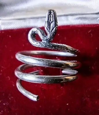 Vintage Sterling Silver Signed  European Coil Wrap Snake Ring Sz 6/ 5.81 Gram • $19.11