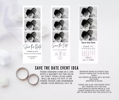 X50 Save The Date 2x6 Custom Photo Strip Fridge Magnets • $100