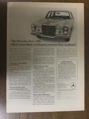 M110 Mercedes-Benz B&W Advertisement 1967 250S 3/67 • $14.99
