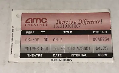 10/30/98 ANTZ Video Movie Ticket Stub OPENING MONTH Disney Film AMC Theatres $4 • $20.99