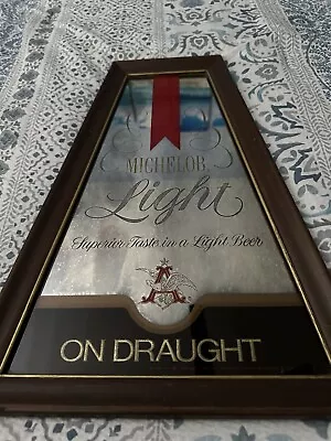1978 Michelob Light Beer Sign-Bar Mirror  On Draught  +/- 20 Tall X14 Base7 Top • $35.99