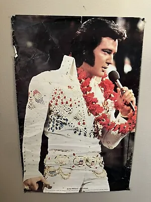 ELVIS PRESLEY Vintage Poster Las Vegas Concert Jumpsuit 1976 Classic Rock • $49.99