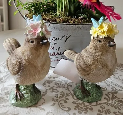 Decoration Bird Flower Crown Easter Vintage Shabby Country 13cm Braun • $34.39