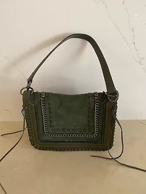 Zara Woman Crossbody Collection Chain Khaki Green  Suede Leather Messenger Bag • $29.99