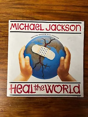 MICHAEL JACKSON  - Heal The World 7  + Poster - Ex/gd - (B6) • £5.19