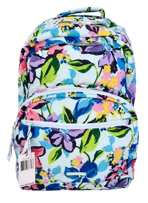 New Vera Bradley Marian Floral Essential Large LAPTOP Backpack Blue Purple LAST! • $82.50