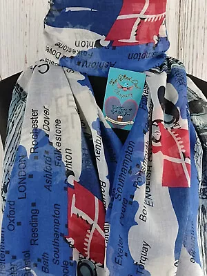 Women's Uk Map Soldier & Union Jack Scarf Blue Gift Wrap/box Personalised Card • £12.95