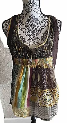 Daytrip L Blouse Large Boho Sleeveless Top Lg Shirt Sequin Embellished • $15