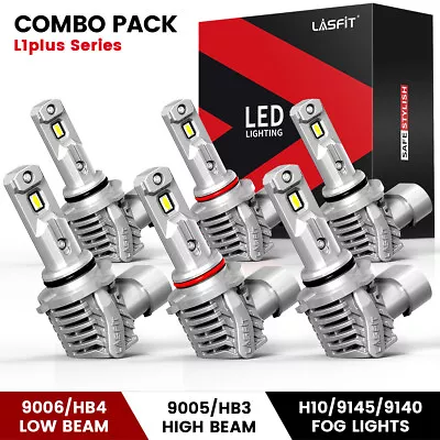 Combo 9005+9006+H10 LED Headlight And Fog Light Bulbs Kit High&Low Beam White • $27.99