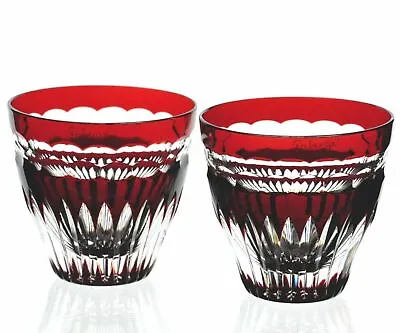 Faberge Na Zdorovye Ruby Cut To Clear Cased Crystal DOF Rocks Whisky Glass Pair • $269
