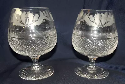 Edinburgh Crystal Thistle Large Brandy Glasses Perfect Conditionl Stickers 132MM • £99.99