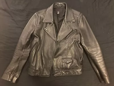 H&M Black Leather Jacket Motorcycle 38 Purple Label   • $200