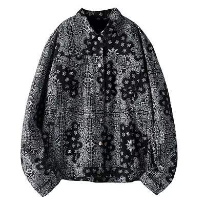 Men Casual Jacket Fashion Floral Print Single Breasted Oversize Bomber Jacket • $36.52