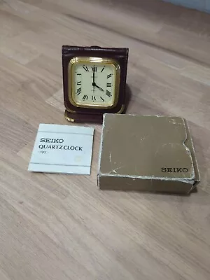 Vintage Seiko Quartz Travel Alarm-leather Case-box Papers-Spares Or Repair • $6.20