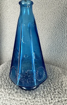$19.99 • Buy Wheaton Glass Bottle Vintage Blue Cone Shape 10  High Bud Vase