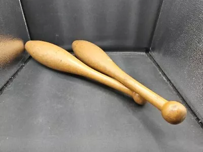 Vintage Wood Indian Club Antique Exercise Pins Gym 17  Juggling Display • $39.99