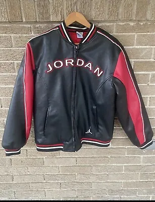 Vintage JORDAN 23 Faux Leather Varsity Jacket Rare Youth L Fits Like Adult Small • $80