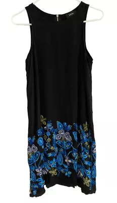 MSK Shift Dress Size S Black Floral Embroidered Sleeveless 100% Rayon • $15.20