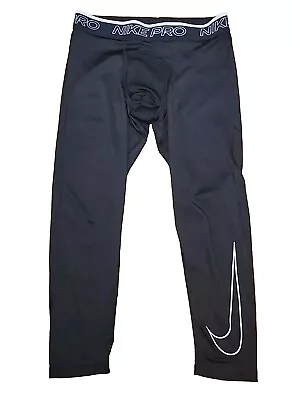 Nike Pro Dri-Fit Black 3/4 Tight Fit Training Pants Adult Size Medium M • $10.99