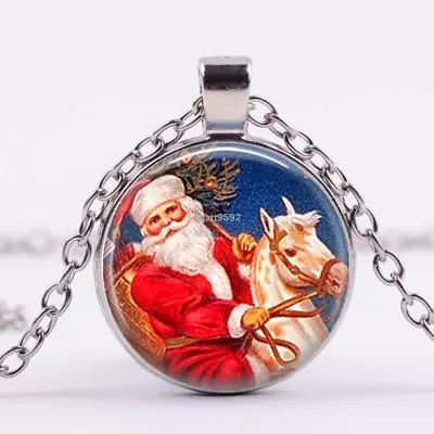 SANTA HORSE CHRISTMAS  Pendant Sterling Silver 925 P/L  Necklace Female Men  • $19.89